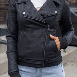 Grace & Lace Move Free Leather-Like Moto Jacket | Black Moto Jacket